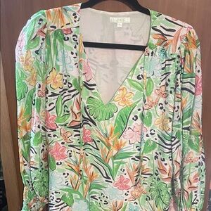 Jade Women's Floral V-Neck Top - Multicolor